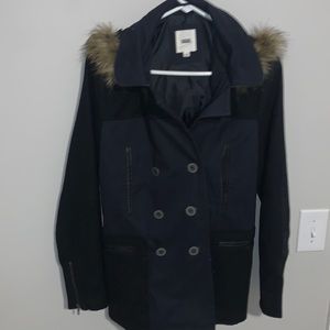Vans Black Parka Size Large Faux Fur Hood